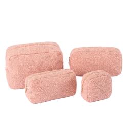 2021 Stock Portable Fashion Women Travel Teddy Makeup Pouch Custom Cosmetic Cases Cosmetic Bag