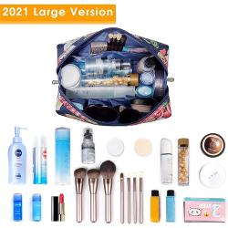 Canvas Flower Printed Cosmetic Pouch  Makeup Bag Water Prove Make Up Bag Tsa Approved Toiletry Bag With Handle
