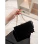 Hot selling  ladies bag handbags rhinestone chain black velvet clutch evening bag party purses wholesale pochette femme
