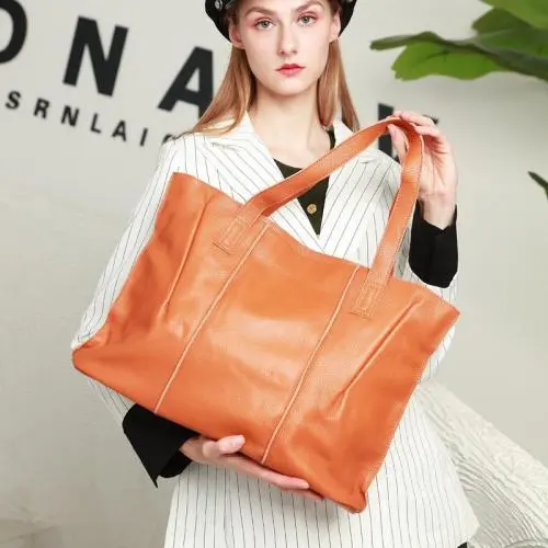 Custom Oem Odm Sac Dame Luxury Genuine Leather Large Zipper Fashion Casual Ladies Trendy Women Shoulder The Tote Bags Handbags
