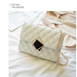 2023 New Korean Small Square Bag With Lock Fashion Chain Single Shoulder Messenger Bag Luxury Female Diamond lattice Handbag