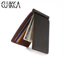 CUIKCA South Korea Style Money Clips Fashion Men Wallet Purse Ultrathin Slim Wallet Mini Leather Wallet ID Credit Card Cases