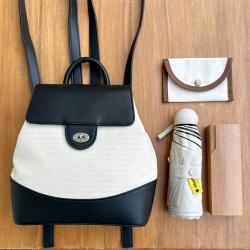 New design Small Backpack school bags Fashion casual Canvas bag PU splicing Backpack bag for women