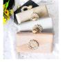 Hot Sale Factory Direct Luxury Ladies Fashionable Metal Frame Diamond Pearl Pleated Evening Bag for Bridal Wedding Party