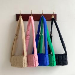 New Jelly Color Messenger Bag Girl Plaid Nylon Crossbody Bag Spring Summer Fresh Women Shoulder Bag
