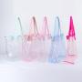 Low MOQ Stock Transparency Clear Tote Bag Custom Designer Waterproof Portable Hot Pink Ladies Clear Handbags