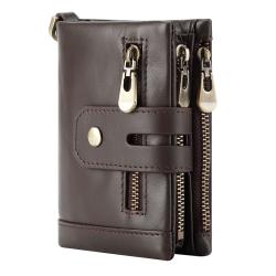 Anti Theft Men Card Holder Wallet Double Zipper luxury Mens Bags Cowhide Multifunctional Cartera De Hombre