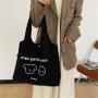 Wholesale Simple Illustration Printed Shoulder Bag Dual Purpose Portable Large Capacity Casual Shopping Handbag