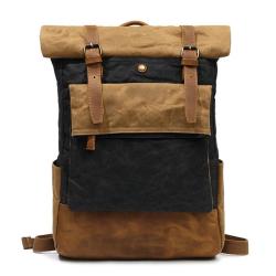Factory Wholesale outdoor retro travel bag Crazy Horse Leather Casual bags school work Men's Shoulder Oil Waxed Canvas backpacks