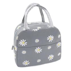 Gelory Factory Hot Selling Daisy Print Foldable Insulated Lunch Bag Thermal Reusable Polyester Tote Lunch Box For Adult And Kids