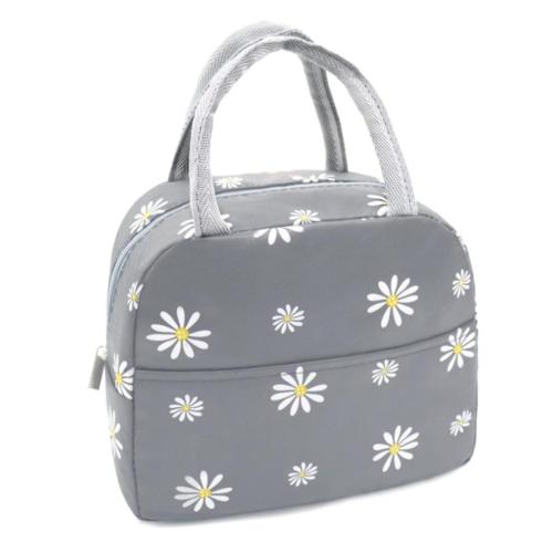 Gelory Factory Hot Selling Daisy Print Foldable Insulated Lunch Bag Thermal Reusable Polyester Tote Lunch Box For Adult And Kids