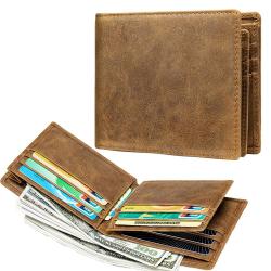 ZX078 Short Wallet Purse Card Holder Wallets Genuine Cow Leather Money Clip Business Men Wallet with Coin Bag For Men