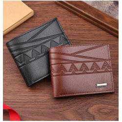 Men's short wallet, money clip, fashionable embossed horizontal soft leather wallet, large capacity and multi-card slot wallet