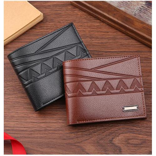 Men's short wallet, money clip, fashionable embossed horizontal soft leather wallet, large capacity and multi-card slot wallet