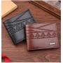 Men's short wallet, money clip, fashionable embossed horizontal soft leather wallet, large capacity and multi-card slot wallet