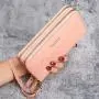 ZR872 Women's Wallet Long Handbag PU Double-layer Zipper Coins Wallet Purse Stylish Contrast Color Mobile Phone Bag Card Holder