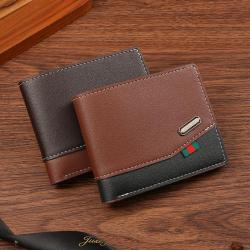 Men's Retro Cross-Border Short Wallet Multi-Card Soft Leather Bag with Dollar Sign Factory Waterproof Wallet