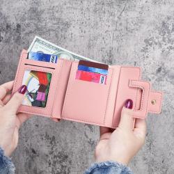 wholesale Factory Ladies wallet short small tri-fold money clip fashion simple clutch bag leather women's wallets coin purse