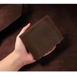 ZR250 New Vintage Crazy Horse Leather Men's Wallet Short Fashion Genuine Leather Money Clip Layer Cowhide Simple Clip