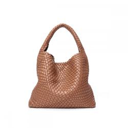 Custom High Quality Luxury Brand Designer Large Capacity Woven Pu Leather Bags Soft Handbag Single Shoulder Tote Bucket Bag
