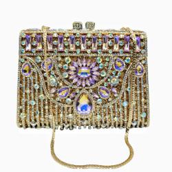 New arrival alloy diamond inlaid evening bag rhinestone purse party bags handmade crystal clutch bag for women pochette femme