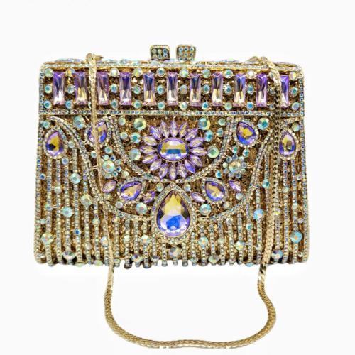 New arrival alloy diamond inlaid evening bag rhinestone purse party bags handmade crystal clutch bag for women pochette femme