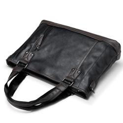 Fashion trendy office handbag Men's business laptop shoulder bag large -capacity PU leather Hand Briefcase Bag 14 inch