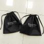 High End Custom Logo Design Black Suede Dust Bag For Handbag Packaging Shopping Gift Drawstring Suede Pouch
