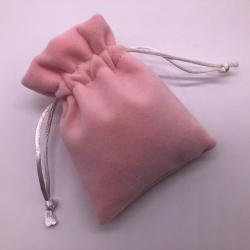 Pink Velvet Drawstring Bag With Satin Lining