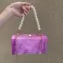 New Fashion Wholesale Custom Texture Women'S Pearl Chain Handbag Watercolor Acrylic Evening Bag For Women 2024
