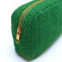 Wholesale Green Soft Embroidery Terry Makeup Bags Sustainable Towel Cloth Skincare Bag Cosmetic Bag Pouch