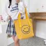 Wholesale New Student Canvas Bag Custom Logo Simple Cute Smiling Face Girl Shoulder Tote Portable Shopping Bag for Females