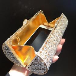 NEW Ladies Rhinestone Shoulder Sparkly Clutch Purse Luxury Evening Roll Crystal Bag