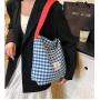 ZWY098 Wholesale Fashion Checkered Women Shoulder Bag Summer New Shopping Travel Camping Tote Bag Daily Lightweight Canvas Bag