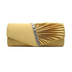 Fashion Satin Evening Bag Clutch Purses for Women Ladies Luxury Handbag Rhinestone Gold Clutch Chain Bag for Wedding Party