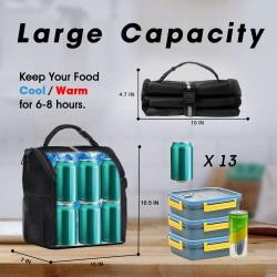 Reusable Insulated Polyester Lunch Box with Adjustable Shoulder Strap Leakproof Cooler Tote Bag Waterproof Women's Cooler Bags
