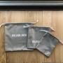 Custom Logo Printed Grey Cotton Linen Drawstring Pouch Cotton Linen Gift Packing Bag