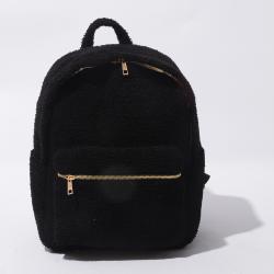 Stock No MOQ Brown Pink Black Soft Fleece Cute Pockets with Quality Zipper Teens Rucksack College Book School Bag Teddy Backpack