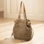 2024 New drawstring hook woven shoulder crossbody woven women's bag large capacity straw woven bags for ladies
