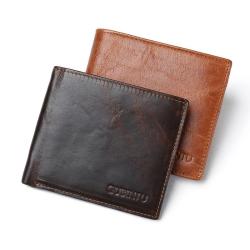 OEM185 Fashion Men Purse For Men Genuine Leather Wallet Card Holder Coin Pocket Business ID Credit Card Case Simple Short Wallet