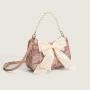 2024 Custom Lovely Bow Flowers Wrinkle Bags Handbag For Women With Removable Pearl Handle