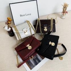 2023 Fashion Casual Women's Bag Crocodile Pattern High Texture Pu Lock Small Square Bag Trend One Shoulder Messenger Bag