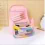 KBW319 Hot Wholesale PU Waterproof Transparent Cosmetic Toiletries Bag Portable Large Capacity Splicing Storage Bag