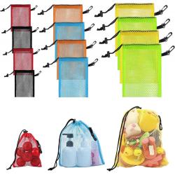 Wholesale Nylon Mesh Drawstring Bag With Clips For Swimming Collecting Toys Laundry Sports Gym Beach Travel