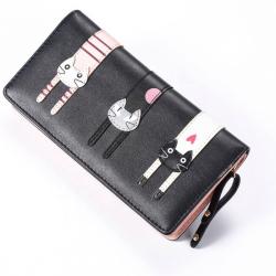 Factory Price Cute Design PU Leather Women's Long Zipper Clutch Wallet