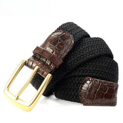 Belts for Man Mens Gift Stretch Braided Web Belt Elastic for Casual Golf Jeans with Stainless or Copper Buckle 1 3/8"