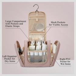 Custom Fashion Hanging Toiletry Bag Large Capacity Travel Cosmetic Accessories Makeup Bag with Logo