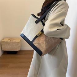 ZWY346 Wholesale New Women Color Blocking Tote Bag PU Daily Elegant Fashion Shoulder Bag Zippered Interior Pocket Girl Handbag