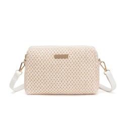 2024 Women's Fashionable Woven Grass Shoulder Messenger Bag Portable Single Strap Ladies Bag with Chain Decoration Small Bag