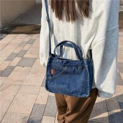 HR420 Women's Exquisite Washed Denim Bag Ins Artistic Style Personalized Crossbody Tote Bag Creative Handheld Small Shoulder Bag